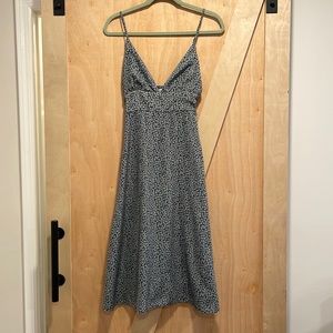 Blue and Beige Midi Floral Dress